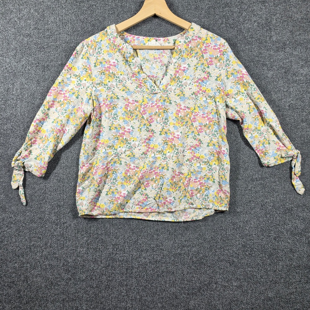 Emerson Blouse Womens Small Rayon V Neck Floral Boho Cottagecore Top Ethereal
